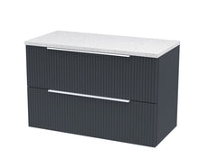 Hudson Reed Fluted 800mm Wall Hung 2 Drawer Vanity & Laminate Top Contemp Soft Black MFC Painted Gloss 522x805x390mm - DFF1495LSW - JJ Building Materials