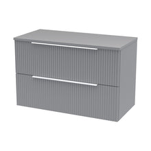 Hudson Reed Fluted 800mm Wall Hung 2 Drawer Vanity & Worktop Contemp Satin Grey MFC Painted Gloss 518x805x390mm - JJ Building Materials