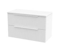 Hudson Reed Fluted 800mm Wall Hung 2 Drawer Vanity & Worktop Contemp Satin White MFC Painted Gloss 518x805x390mm - JJ Building Materials