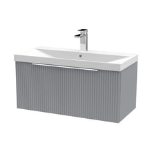 Hudson Reed Fluted 800mm Wall Hung Single Drawer Vanity & Basin 3 Contemp Satin Grey MFC Painted Gloss 409x810x395mm - JJ Building Materials