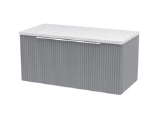 Hudson Reed Fluted 800mm Wall Hung Single Drawer Vanity & Laminate Top Contemp Satin Grey MFC Painted Gloss 377x800x390mm - JJ Building Materials