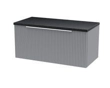 Hudson Reed Fluted 800mm Wall Hung Single Drawer Vanity & Laminate Top Contemp Satin Grey MFC Painted Gloss 381x800x390mm - DFF296LSB - JJ Building Materials