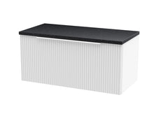 Hudson Reed Fluted 800mm Wall Hung Single Drawer Vanity & Laminate Top Contemp Satin White MFC Painted Gloss 381x800x390mm - DFF196LSB - JJ Building Materials