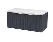 Hudson Reed Fluted 800mm Wall Hung Single Drawer Vanity & Laminate Top Contemp Soft Black MFC Painted Gloss 377x800x390mm - JJ Building Materials