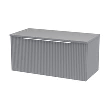 Hudson Reed Fluted 800mm Wall Hung Single Drawer Vanity & Worktop Contemp Satin Grey MFC Painted Gloss 377x805x390mm - JJ Building Materials