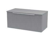 Hudson Reed Fluted 800mm Wall Hung Single Drawer Vanity & Worktop Contemp Satin Grey MFC Painted Gloss 377x805x390mm - JJ Building Materials