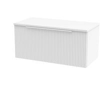Hudson Reed Fluted 800mm Wall Hung Single Drawer Vanity & Worktop Contemp Satin White MFC Painted Gloss 377x805x390mm - JJ Building Materials