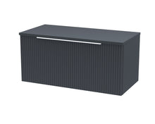 Hudson Reed Fluted 800mm Wall Hung Single Drawer Vanity & Worktop Contemp Soft Black MFC Painted Gloss 377x805x390mm - JJ Building Materials