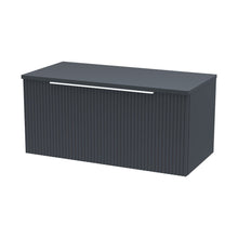 Hudson Reed Fluted 800mm Wall Hung Single Drawer Vanity & Worktop Contemp Soft Black MFC Painted Gloss 377x805x390mm - JJ Building Materials