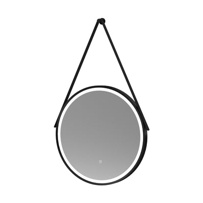 Hudson Reed Framed Led Touch Sensor Mirrors 600mm Round Illuminated Mirror Contemp Matt Black Aluminium 600x600x40mm - JJ Building Materials