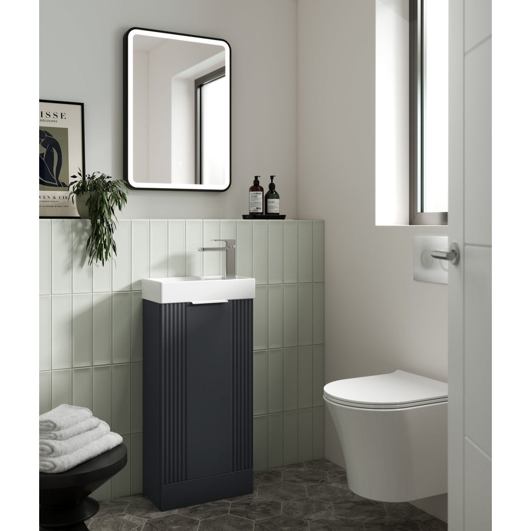 Hudson Reed Framed Led Touch Sensor Mirrors 700 X 500 Black Framed Mirror Contemp Matt Black Aluminium 700x500x40mm - JJ Building Materials