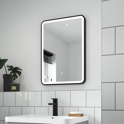 Hudson Reed Framed Led Touch Sensor Mirrors 700 X 500 Black Framed Mirror Contemp Matt Black Aluminium 700x500x40mm - JJ Building Materials