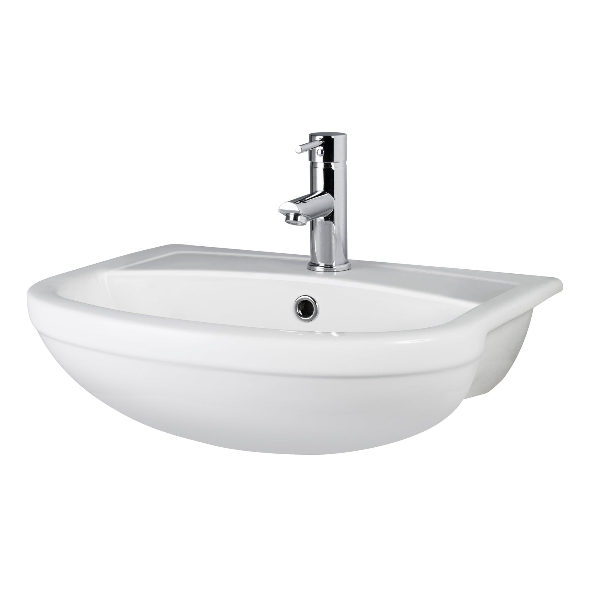 Hudson Reed Furniture Worktops And Basins 500mm Semi Recessed Basin Contemp White Vitreous China 170x500x390mm - JJ Building Materials