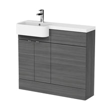 Hudson Reed Fusion 1000mm Combination Unit & Left Hand Semi Recessed Basin Contemp Anthracite Woodgrain MFC Textured Woodgrain 904x1005x360mm - CBI544 - JJ Building Materials
