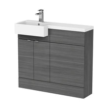 Hudson Reed Fusion 1000mm Combination Unit & Left Hand Semi Recessed Basin Contemp Anthracite Woodgrain MFC Textured Woodgrain 904x1005x360mm - CBI548 - JJ Building Materials