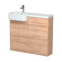 Hudson Reed Fusion 1000mm Combination Unit & Left Hand Semi Recessed Basin Contemp Bleached Oak MFC Textured Woodgrain 904x1003x355mm - CBI3044 - JJ Building Materials