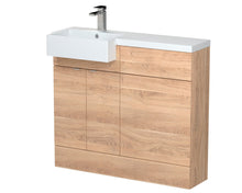Hudson Reed Fusion 1000mm Combination Unit & Left Hand Semi Recessed Basin Contemp Bleached Oak MFC Textured Woodgrain 904x1003x355mm - CBI3048 - JJ Building Materials