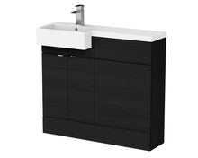 Hudson Reed Fusion 1000mm Combination Unit & Left Hand Semi Recessed Basin Contemp Charcoal Black MFC Textured Woodgrain 904x1005x360mm - CBI648 - JJ Building Materials