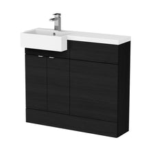 Hudson Reed Fusion 1000mm Combination Unit & Left Hand Semi Recessed Basin Contemp Charcoal Black MFC Textured Woodgrain 904x1005x360mm - CBI648 - JJ Building Materials