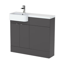 Hudson Reed Fusion 1000mm Combination Unit & Left Hand Semi Recessed Basin Contemp Gloss Grey MFC Painted Gloss 904x1005x360mm - JJ Building Materials