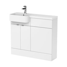 Hudson Reed Fusion 1000mm Combination Unit & Left Hand Semi Recessed Basin Contemp Gloss White MFC Painted Gloss 904x1005x360mm - CBI144 - JJ Building Materials