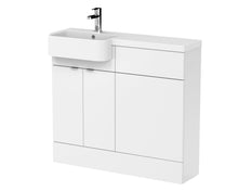 Hudson Reed Fusion 1000mm Combination Unit & Left Hand Semi Recessed Basin Contemp Gloss White MFC Painted Gloss 904x1005x360mm - CBI144 - JJ Building Materials