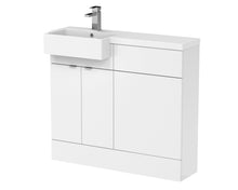 Hudson Reed Fusion 1000mm Combination Unit & Left Hand Semi Recessed Basin Contemp Gloss White MFC Painted Gloss 904x1005x360mm - CBI148 - JJ Building Materials