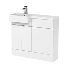 Hudson Reed Fusion 1000mm Combination Unit & Left Hand Semi Recessed Basin Contemp Gloss White MFC Painted Gloss 904x1005x360mm - CBI148 - JJ Building Materials