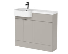 Hudson Reed Fusion 1000mm Combination Unit & Left Hand Semi Recessed Basin Contemp Pebble Grey MFC Smooth Matt 904x1003x355mm - CBI3244 - JJ Building Materials