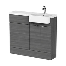 Hudson Reed Fusion 1000mm Combination Unit & Right Hand Semi Recessed Basin Contemp Anthracite Woodgrain MFC Textured Woodgrain 904x1005x360mm - CBI545 - JJ Building Materials