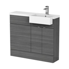 Hudson Reed Fusion 1000mm Combination Unit & Right Hand Semi Recessed Basin Contemp Anthracite Woodgrain MFC Textured Woodgrain 904x1005x360mm - CBI549 - JJ Building Materials