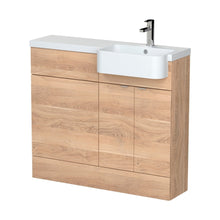 Hudson Reed Fusion 1000mm Combination Unit & Right Hand Semi Recessed Basin Contemp Bleached Oak MFC Textured Woodgrain 904x1003x355mm - CBI3045 - JJ Building Materials