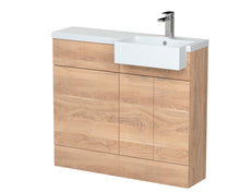 Hudson Reed Fusion 1000mm Combination Unit & Right Hand Semi Recessed Basin Contemp Bleached Oak MFC Textured Woodgrain 904x1003x355mm - CBI3049 - JJ Building Materials