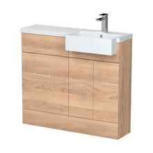 Hudson Reed Fusion 1000mm Combination Unit & Right Hand Semi Recessed Basin Contemp Bleached Oak MFC Textured Woodgrain 904x1003x355mm - CBI3049 - JJ Building Materials