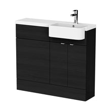 Hudson Reed Fusion 1000mm Combination Unit & Right Hand Semi Recessed Basin Contemp Charcoal Black MFC Textured Woodgrain 904x1005x360mm - CBI645 - JJ Building Materials