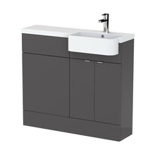 Hudson Reed Fusion 1000mm Combination Unit & Right Hand Semi Recessed Basin Contemp Gloss Grey MFC Painted Gloss 904x1005x360mm - JJ Building Materials