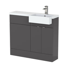 Hudson Reed Fusion 1000mm Combination Unit & Right Hand Semi Recessed Basin Contemp Gloss Grey MFC Painted Gloss 904x1005x460mm - JJ Building Materials