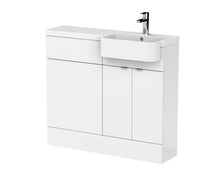 Hudson Reed Fusion 1000mm Combination Unit & Right Hand Semi Recessed Basin Contemp Gloss White MFC Painted Gloss 904x1005x360mm - CBI145 - JJ Building Materials