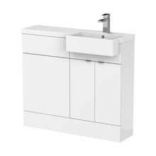 Hudson Reed Fusion 1000mm Combination Unit & Right Hand Semi Recessed Basin Contemp Gloss White MFC Painted Gloss 904x1005x360mm - CBI149 - JJ Building Materials