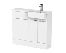 Hudson Reed Fusion 1000mm Combination Unit & Right Hand Semi Recessed Basin Contemp Gloss White MFC Painted Gloss 904x1005x360mm - CBI149 - JJ Building Materials
