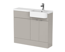 Hudson Reed Fusion 1000mm Combination Unit & Right Hand Semi Recessed Basin Contemp Pebble Grey MFC Smooth Matt 904x1003x355mm - CBI3245 - JJ Building Materials