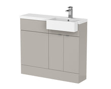 Hudson Reed Fusion 1000mm Combination Unit & Right Hand Semi Recessed Basin Contemp Pebble Grey MFC Smooth Matt 904x1003x355mm - CBI3249 - JJ Building Materials