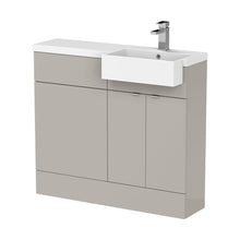 Hudson Reed Fusion 1000mm Combination Unit & Right Hand Semi Recessed Basin Contemp Pebble Grey MFC Smooth Matt 904x1003x355mm - CBI3249 - JJ Building Materials