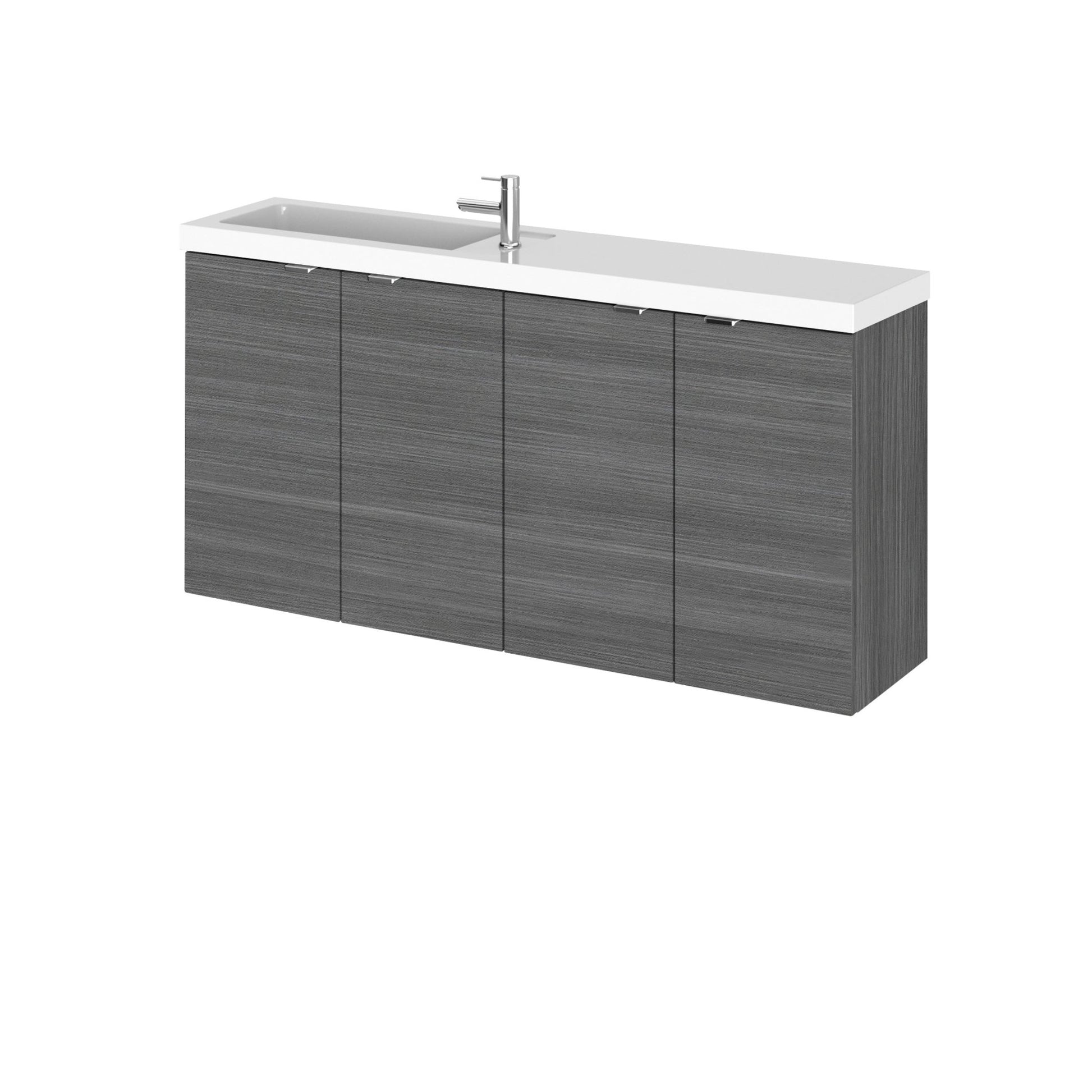Hudson Reed Fusion 1000mm Combination Vanity Compact Contemp Anthracite Woodgrain MFC Textured Woodgrain 579x1005x260mm - JJ Building Materials