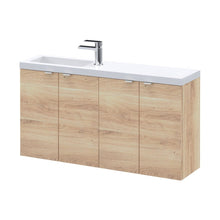 Hudson Reed Fusion 1000mm Combination Vanity Compact Contemp Bleached Oak MFC Textured Woodgrain 580x1003x283mm - JJ Building Materials