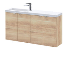 Hudson Reed Fusion 1000mm Combination Vanity Compact Contemp Bleached Oak MFC Textured Woodgrain 580x1003x283mm - JJ Building Materials