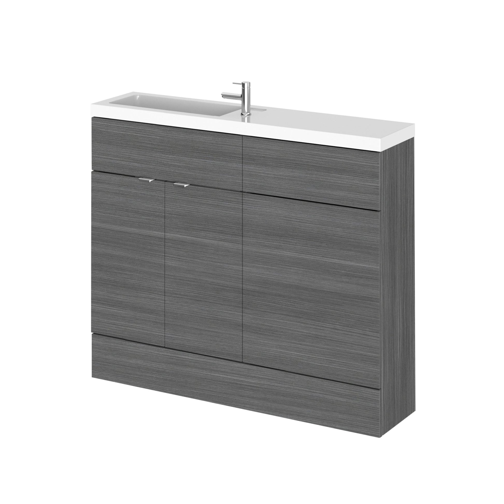 Hudson Reed Fusion 1000mm Combination Vanity & Wc Compact Contemp Anthracite Woodgrain MFC Textured Woodgrain 904x1005x260mm - JJ Building Materials