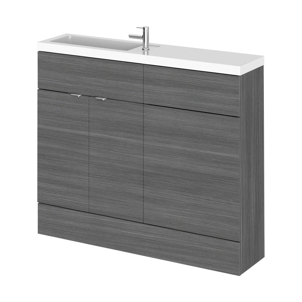 Hudson Reed Fusion 1000mm Combination Vanity & Wc Compact Contemp Anthracite Woodgrain MFC Textured Woodgrain 904x1005x260mm - JJ Building Materials