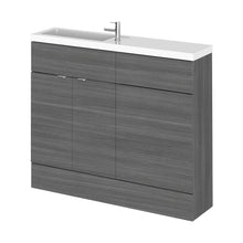 Hudson Reed Fusion 1000mm Combination Vanity & Wc Compact Contemp Anthracite Woodgrain MFC Textured Woodgrain 904x1005x260mm - JJ Building Materials