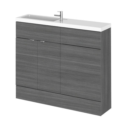 Hudson Reed Fusion 1000mm Combination Vanity & Wc Compact Contemp Anthracite Woodgrain MFC Textured Woodgrain 904x1005x260mm - JJ Building Materials